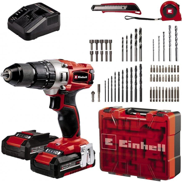 Дрель Einhell TE-CD 18/2 Li-i +64 Piece (2 x 2,0Ah) 18750 об/мин 1.45 кг