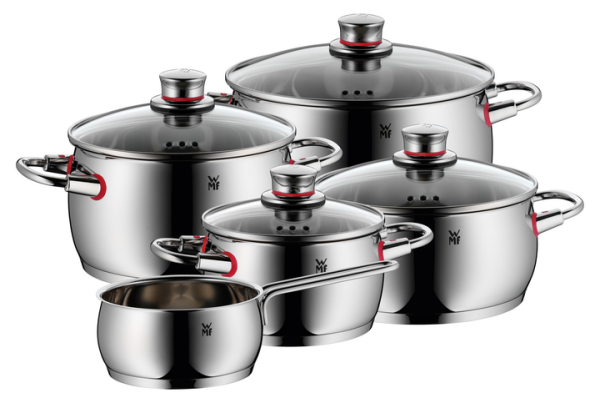 WMF Quality One Cooking pots set stainless steel 9-piece (Casserole with Lid)