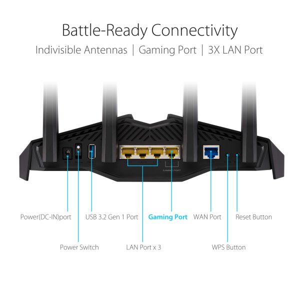 ASUS RGB WLAN mänguruuter RT-AX82U WiFi 6 5400Mbps - Image 2