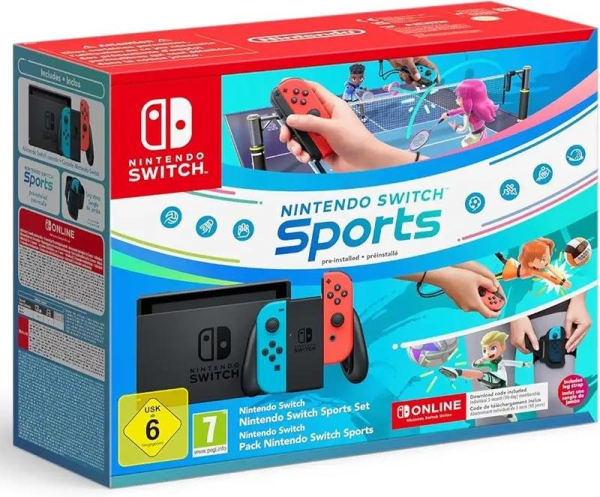 Nintendo Switch Sports Set Console - Neon Blue/Neon Red + 12 Months Subscription